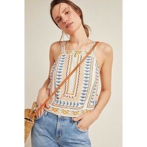 Anthropologie islander embroidered boho summer crop top.